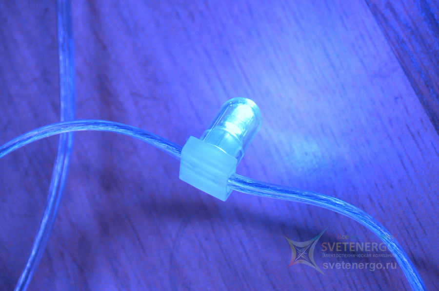 Светодиодный клип лайт, провод прозрачный, цвет синий