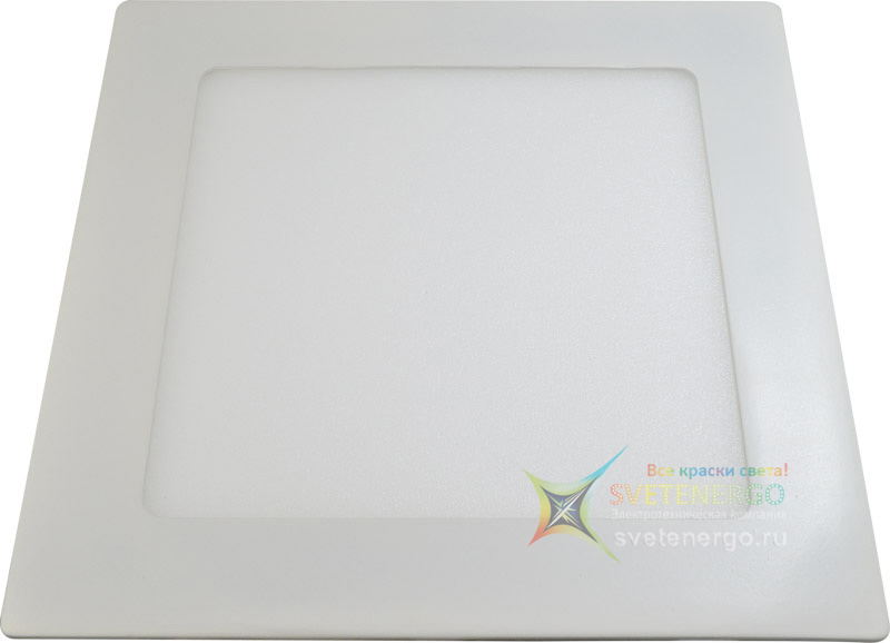 Встраиваемый ультра тонкий светильник, квадратный, 200 х 200 мм, (ровный белый)